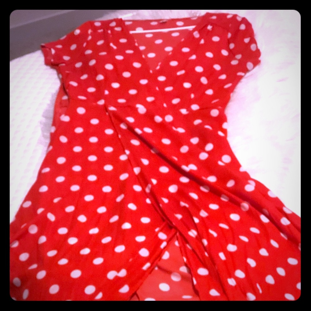 Polka Dot Mid Calf Dress